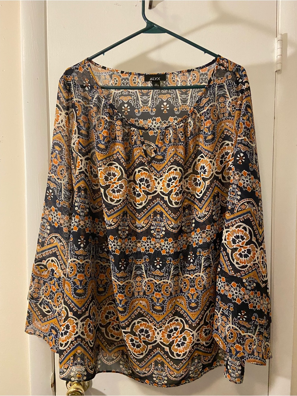 ALYX Navy and Mustard Paisley Floral Blouse